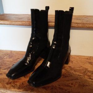 Black Zara Square-Toed Boots Size 8